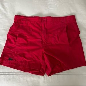 Lacoste Swim Shorts Trunks Vintage Red Mens Liner Rare 5” Inseam Bathing Suit